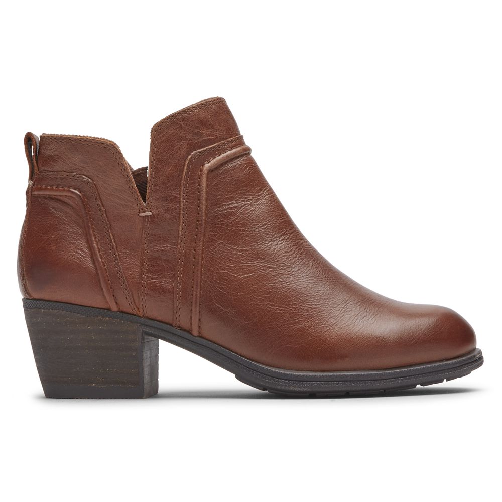 Rockport Women's Cobb Hill Anisa V-Cut Booties - Brown - USA (6402IWXJO)